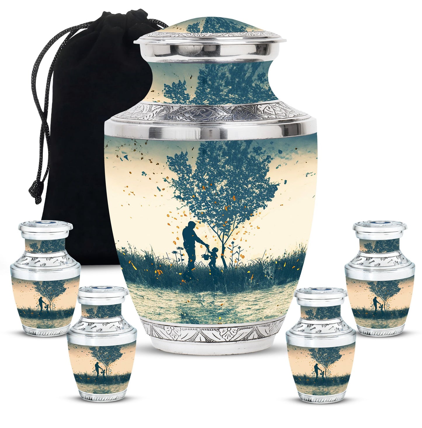 Personalized Father Keepsake Urn for Human Ashes - 10-inch, 200 cu in - Yatskia
