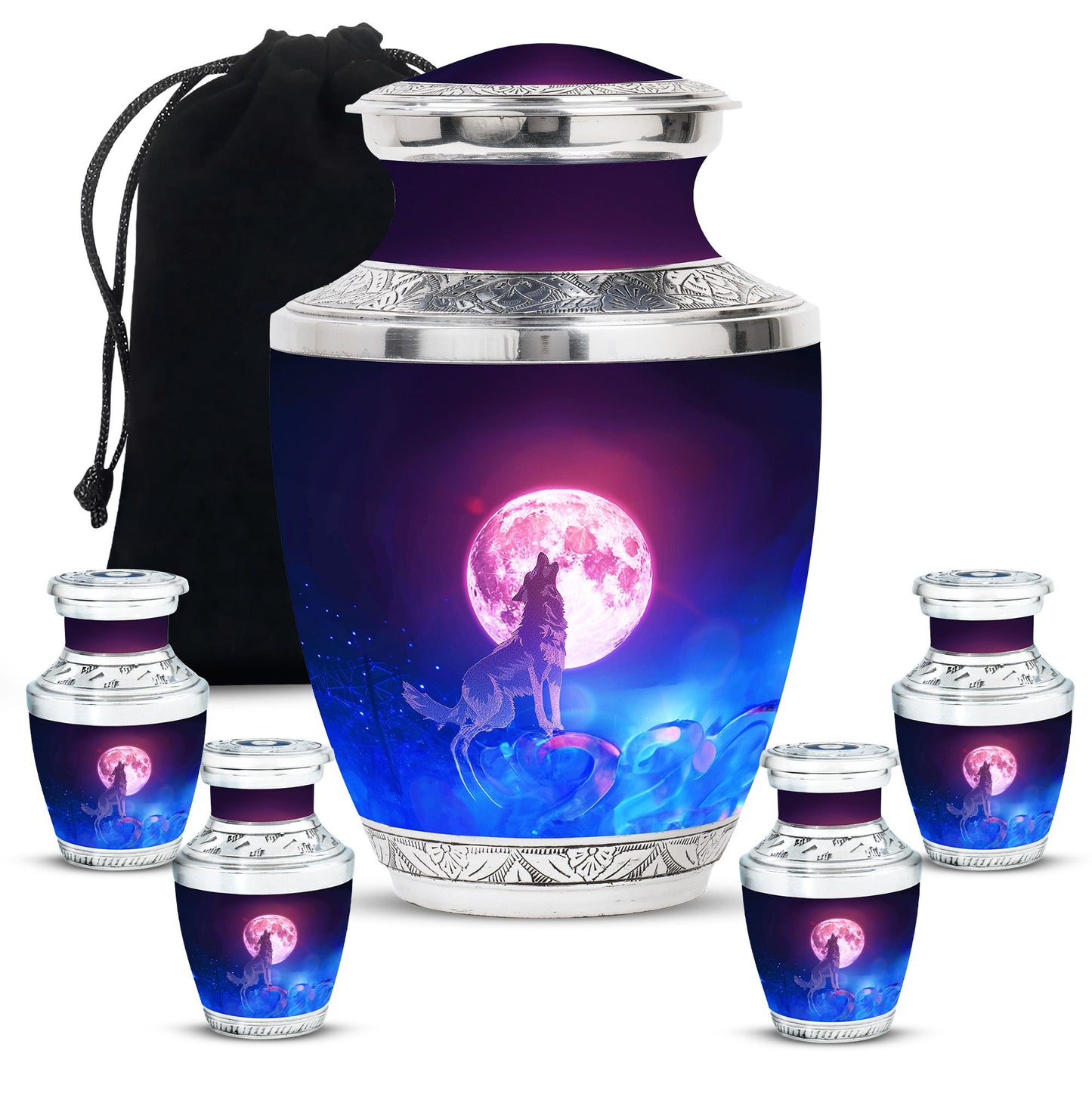 Personalized Wolf Keepsake Urn for Human Ashes - 10-inch, 200 cu in - Yatskia
