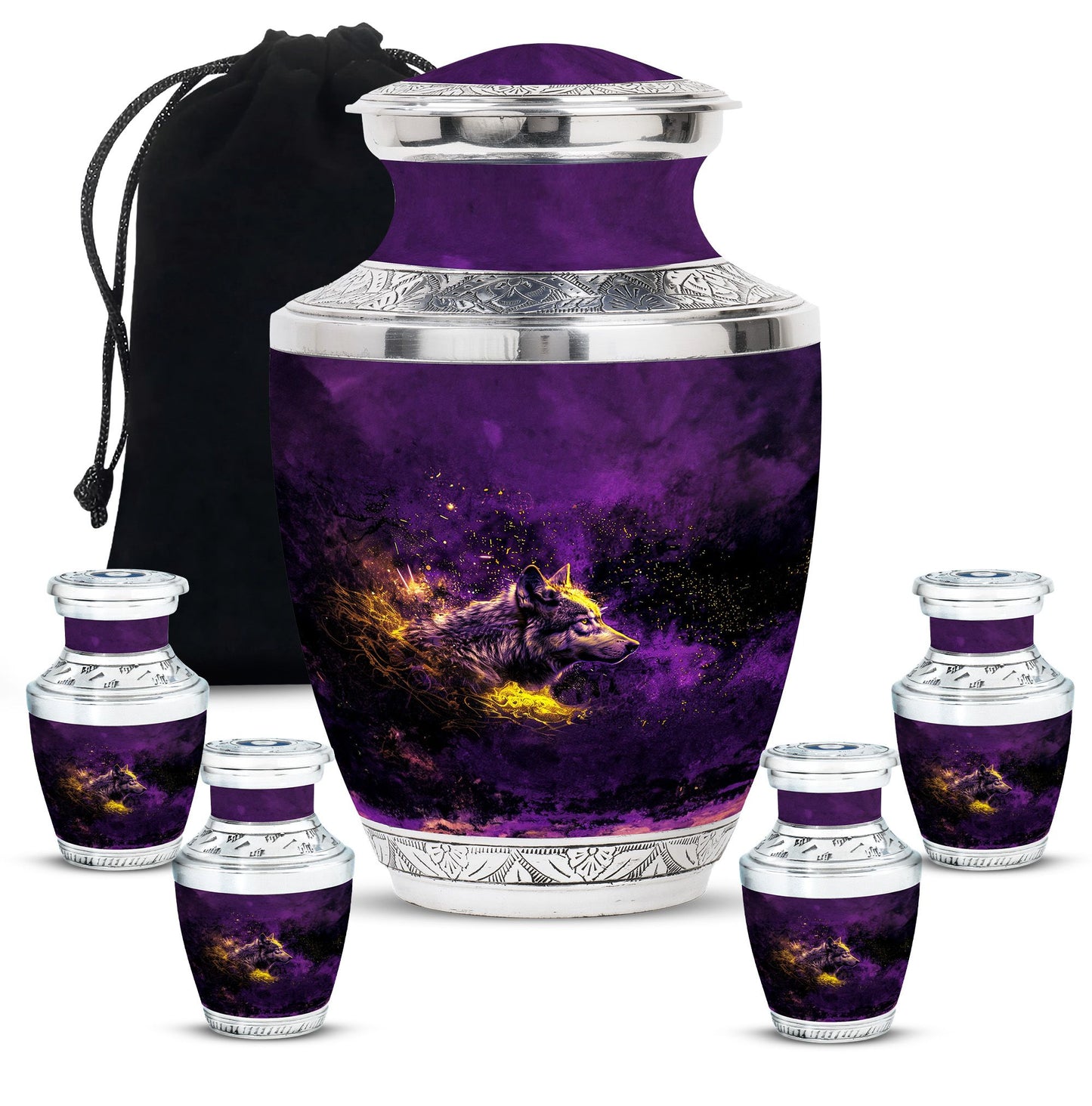 Personalized Wolf Cremation Urn for Mom - 10-inch, 200 cu in - Yatskia