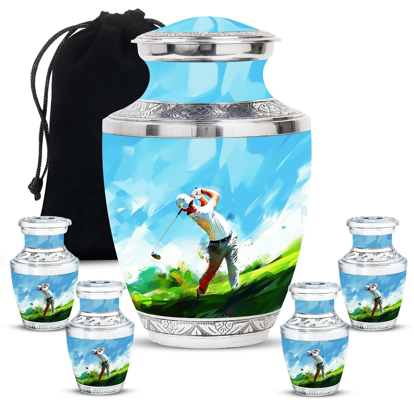 Personalized Golf Keepsake Urn for Human Ashes - 10-inch, 200 cu in - Yatskia