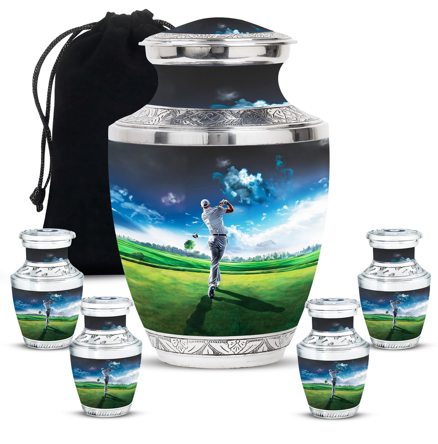 Personalized Golf Keepsake Urn for Women - 10-inch, 200 cu in - Yatskia