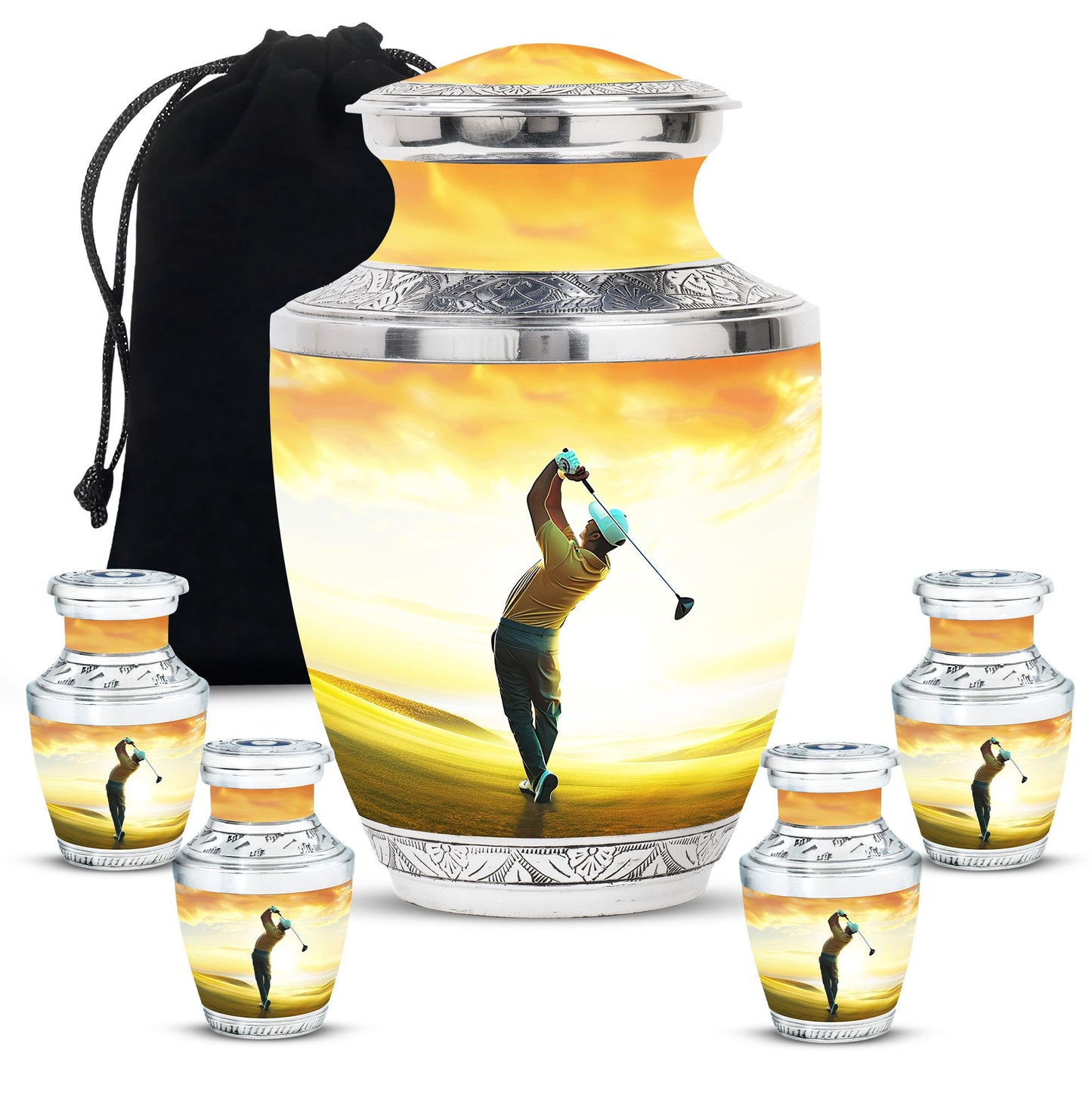 Personalized Golf Memorial Urn for Human Ashes - 10-inch, 200 cu in - Yatskia