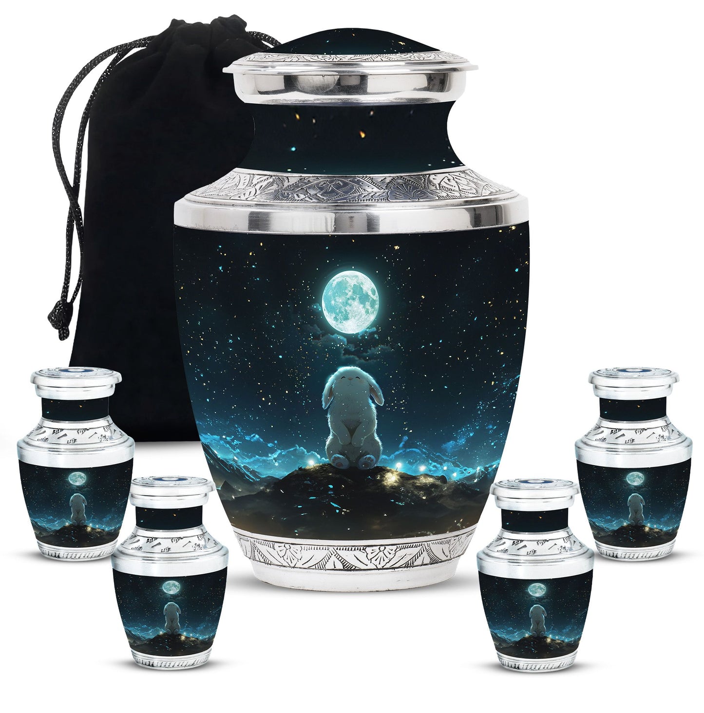 White Personalized Galaxy Cremation Urn for Women - 10-inch, 200 cu in - Yatskia
