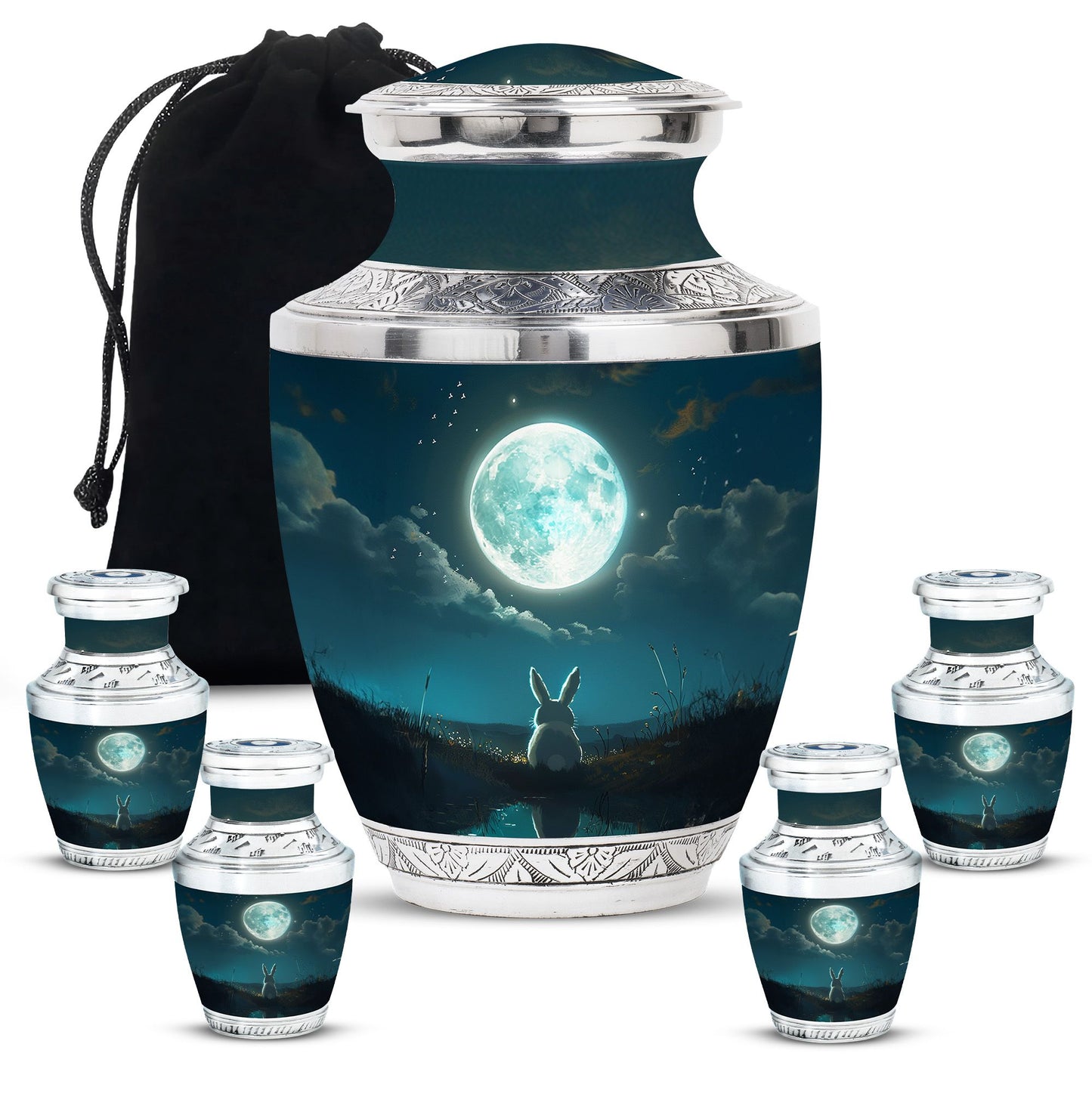 White Personalized Galaxy Cremation Urn for Human Ashes - 10-inch, 200 cu in - Yatskia