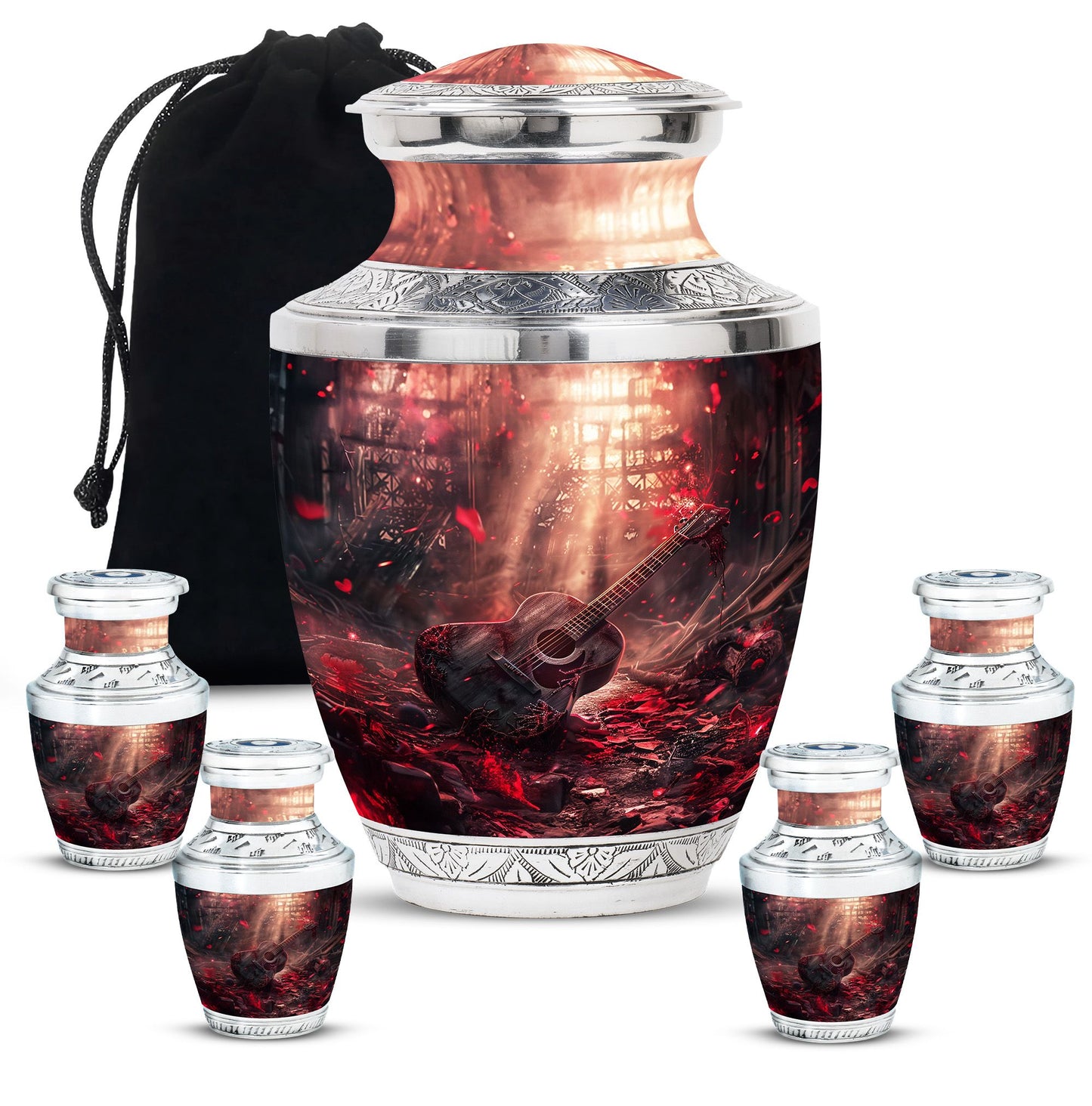 Personalized Guitar Cremation Urn for Men - 10-inch, 200 cu in - Yatskia