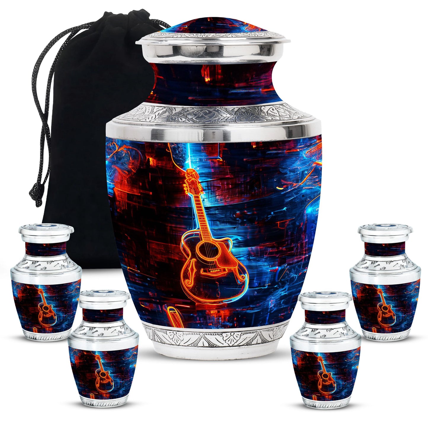 Personalized Guitar Cremation Urn for Human Ashes - 10-inch, 200 cu in - Yatskia
