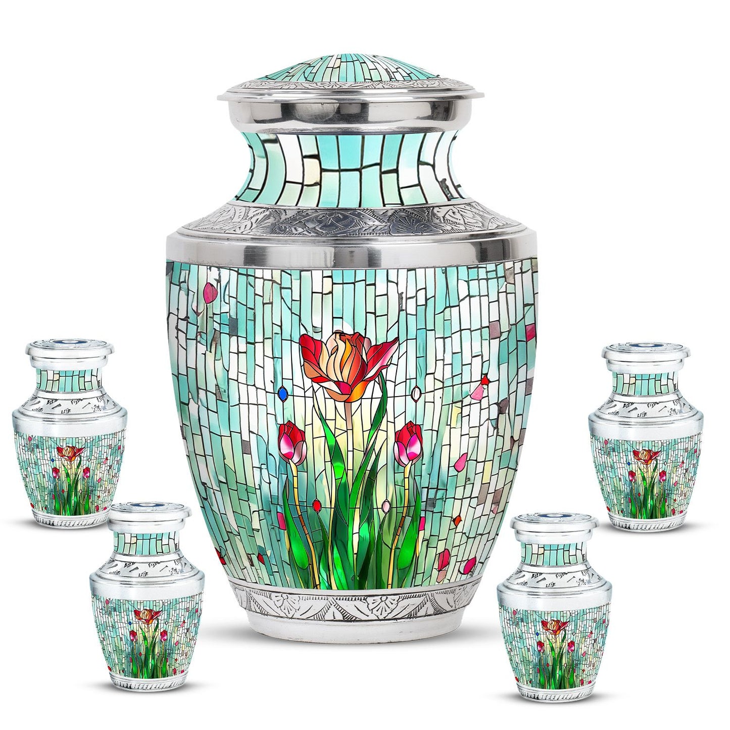 Glass Artistic Cremation Urn for Human Ashes - 10-inch, 200 cu in - Yatskia