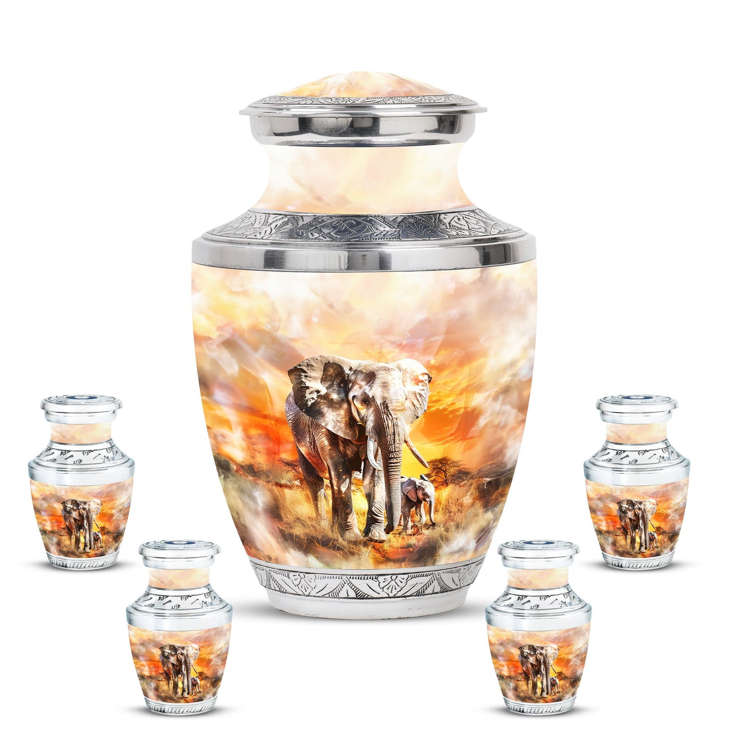 Personalized Elephant Keepsake Urn for Human Ashes - 10-inch, 200 cu in - Yatskia