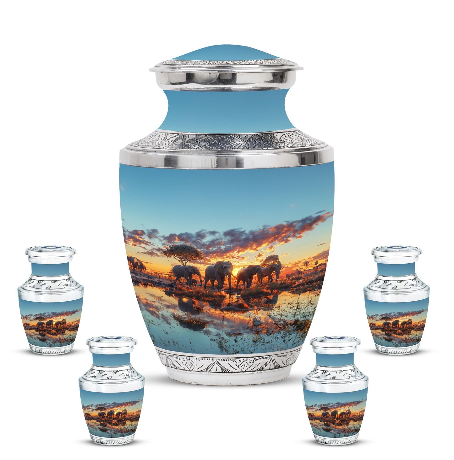 Personalized Elephant Cremation Urn for Human Ashes - 10-inch, 200 cu in - Yatskia