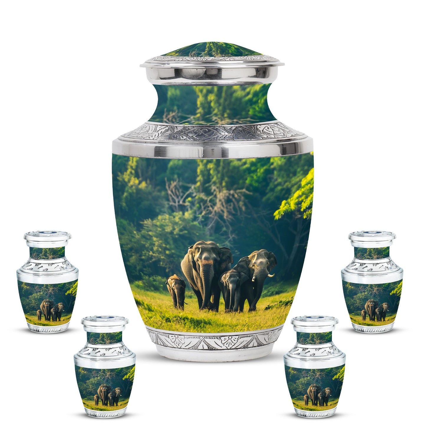 Personalized Elephant Memorial Urn for Human Ashes - 10-inch, 200 cu in - Yatskia