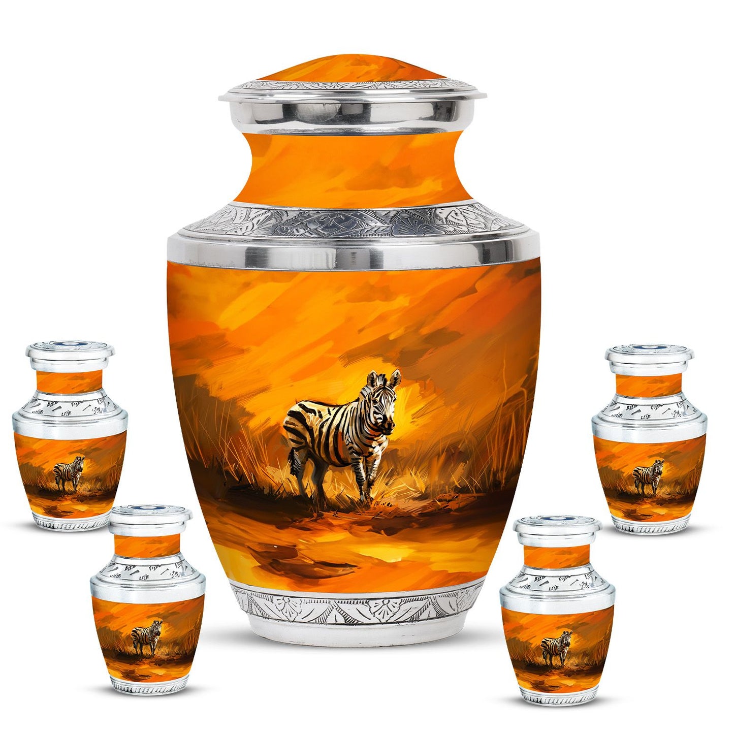 Personalized Zebra Cremation Urn for Human Ashes - 10-inch, 200 cu in - Yatskia