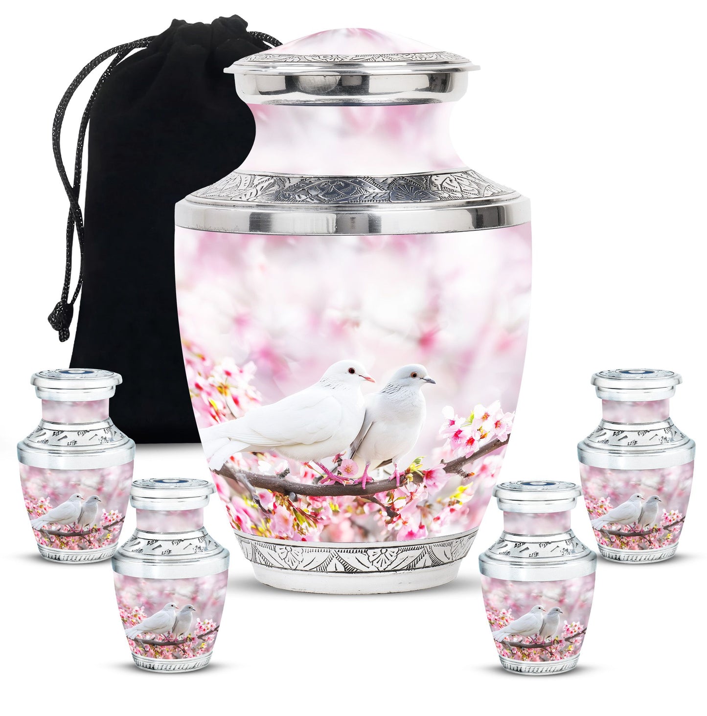 White Personalized Bird Cremation Urn for Human Ashes - 10-inch, 200 cu in - Yatskia
