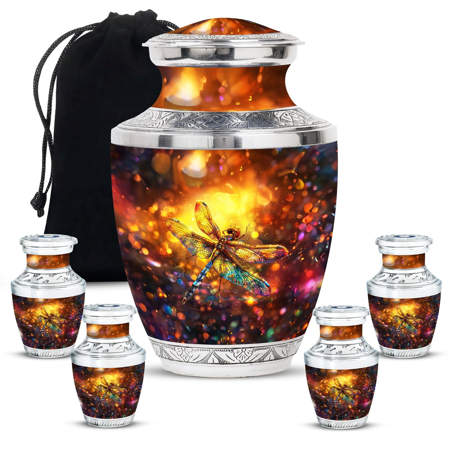 Personalized Dragonfly Cremation Urn for Human Ashes - 10-inch, 200 cu in - Yatskia