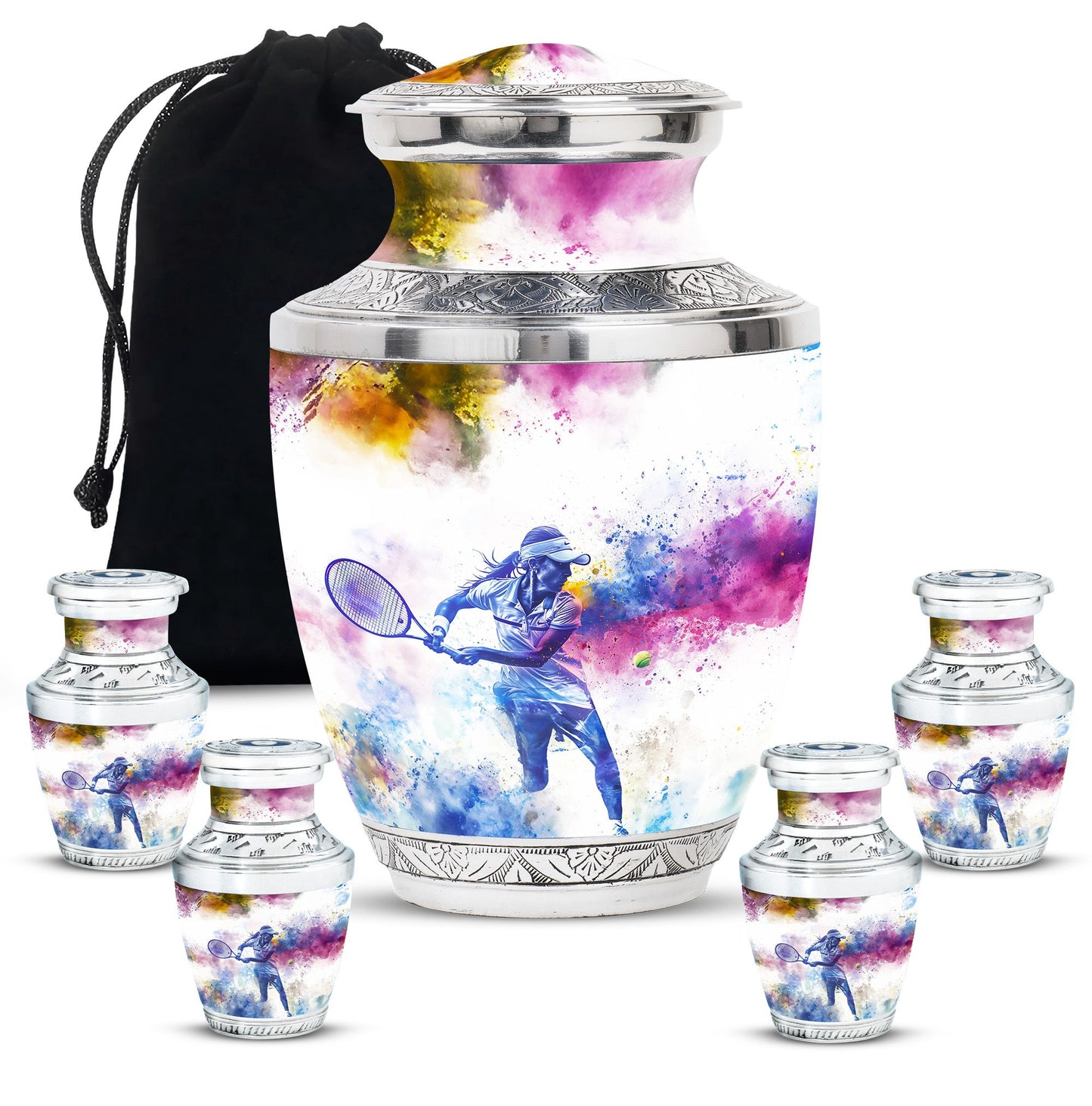 Personalized Tennis Cremation Urn for Human Ashes - 10-inch, 200 cu in - Yatskia