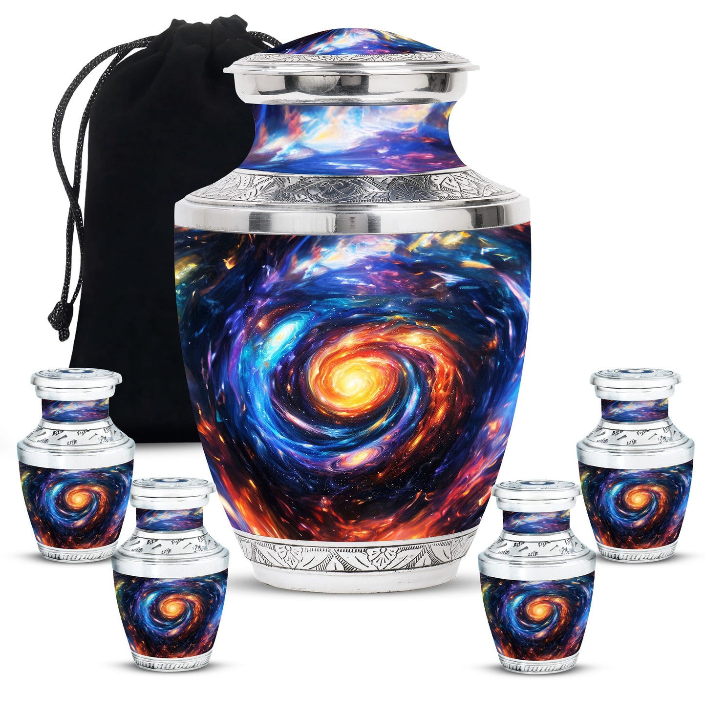 Galaxy Theme Large Urn With 4 Keepsake Urn