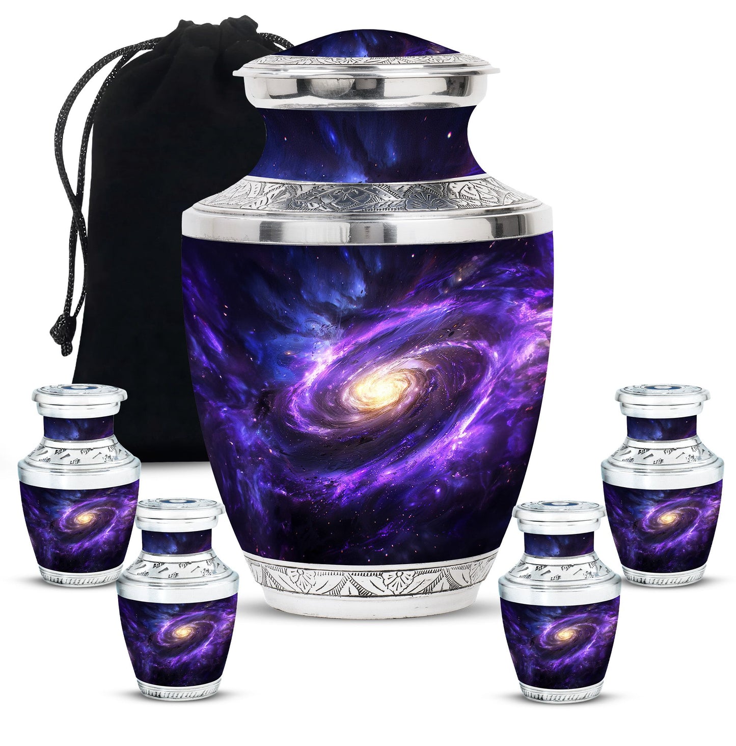 Galaxy Theme Large Urn With 4 Keepsake Urn
