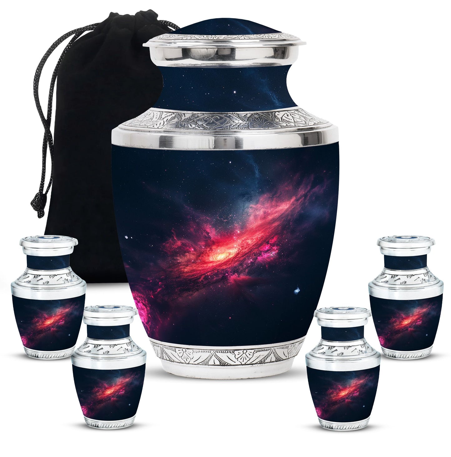 Galaxy Theme Large Urn With 4 Keepsake Urn