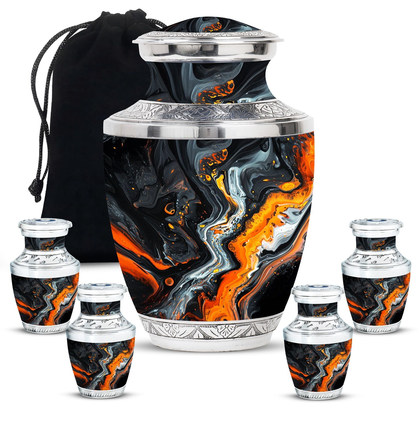 Abstract Theme Large Urn With 4 Keepsake Urn