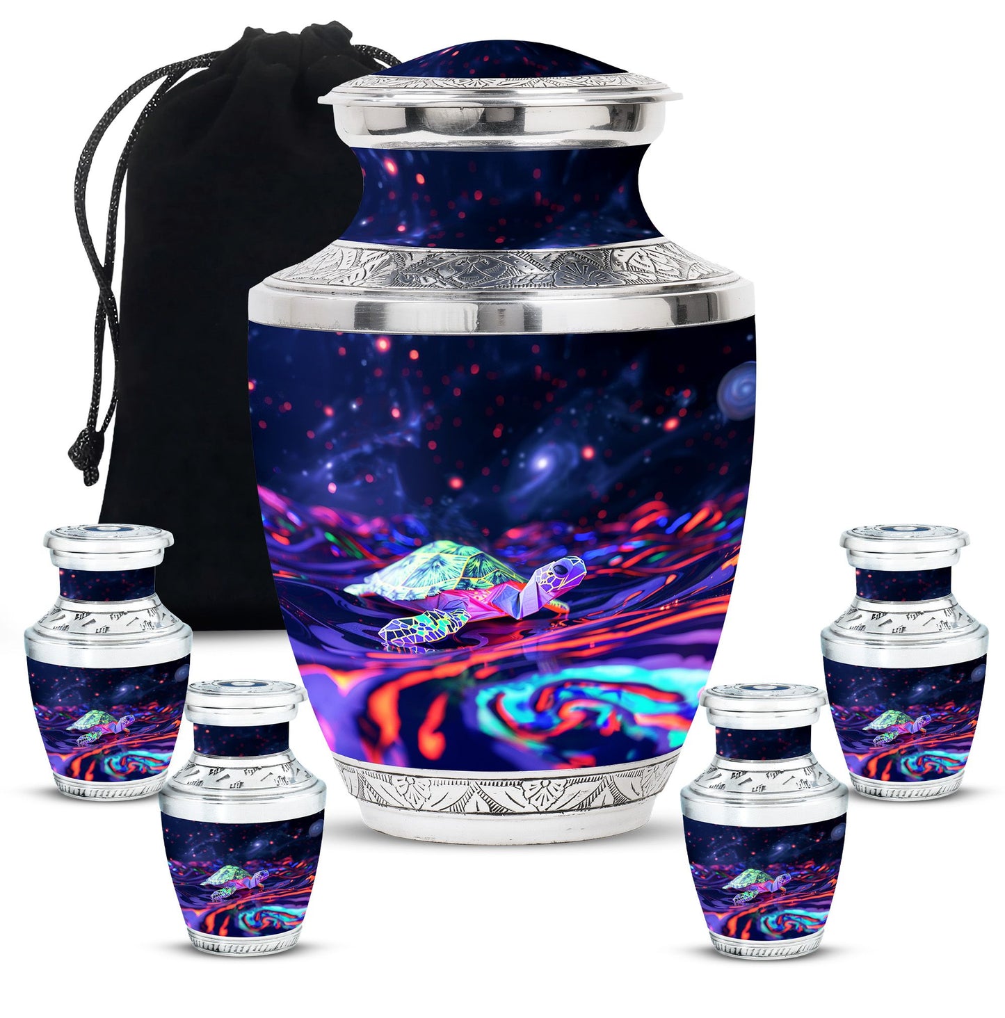 Turtle Theme Large Urn With 4 Keepsake Urn