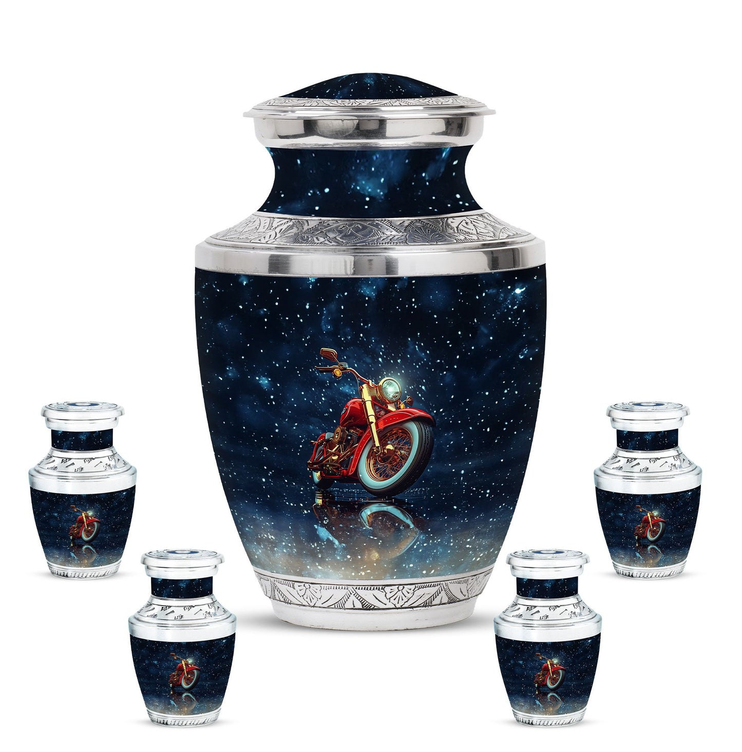 Fishing Theme Large Urn With 4 Keepsake Urn