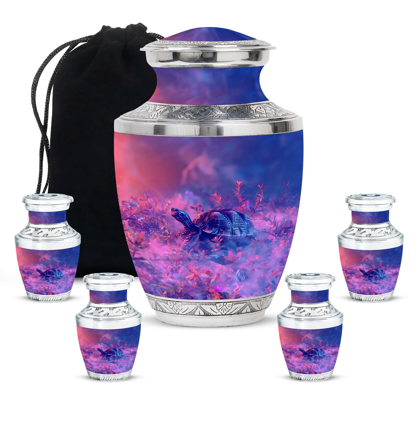 Turtle Theme Large Urn With 4 Keepsake Urn