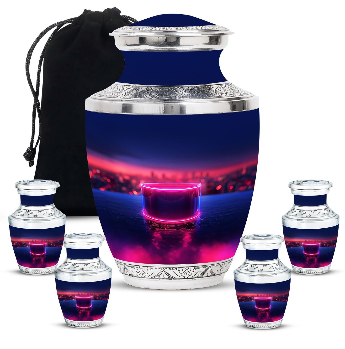 Drums And Music Theme Large Urn With 4 Keepsake Urn