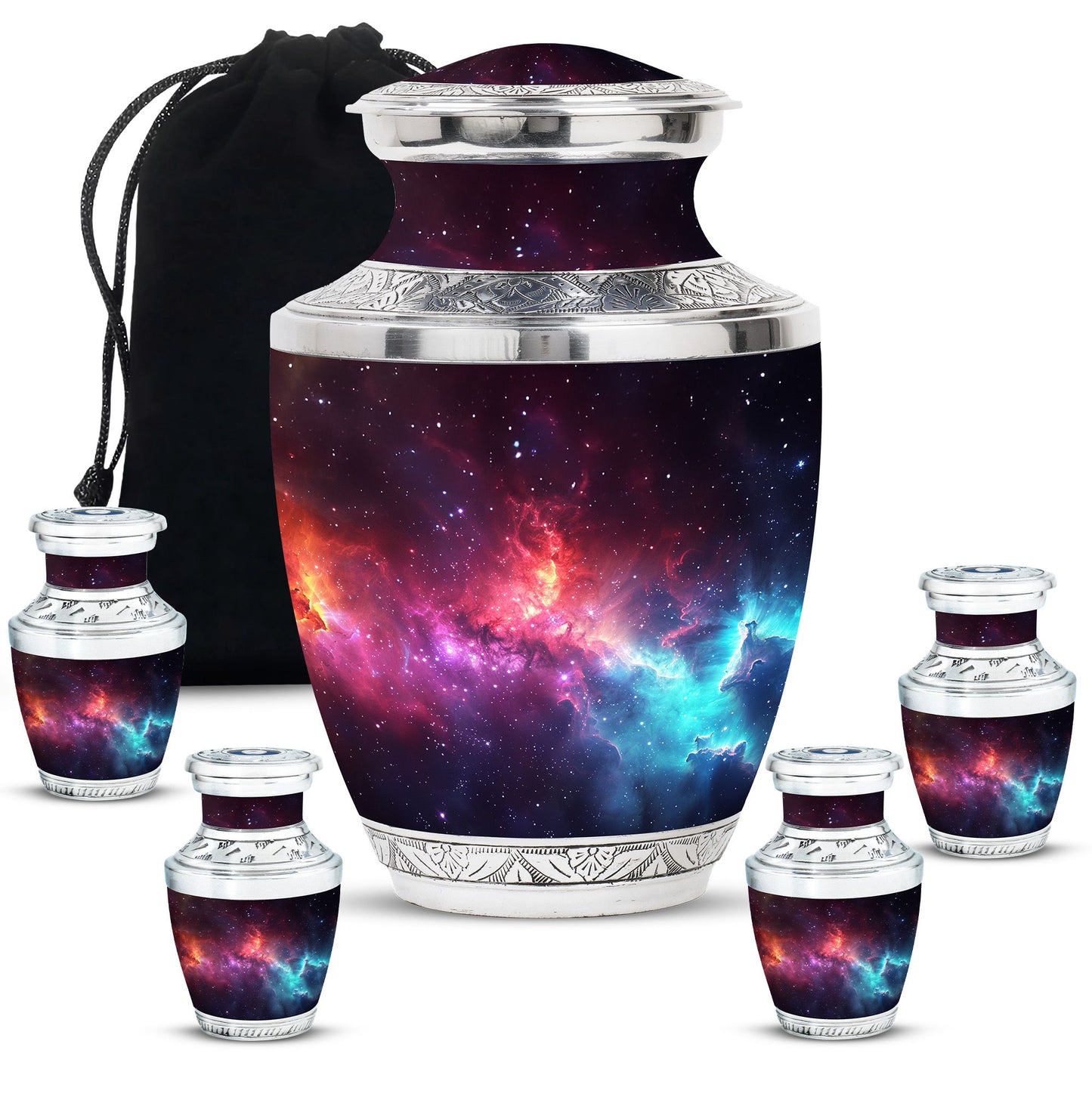 Galaxy Theme Large Urn With 4 Keepsake Urn