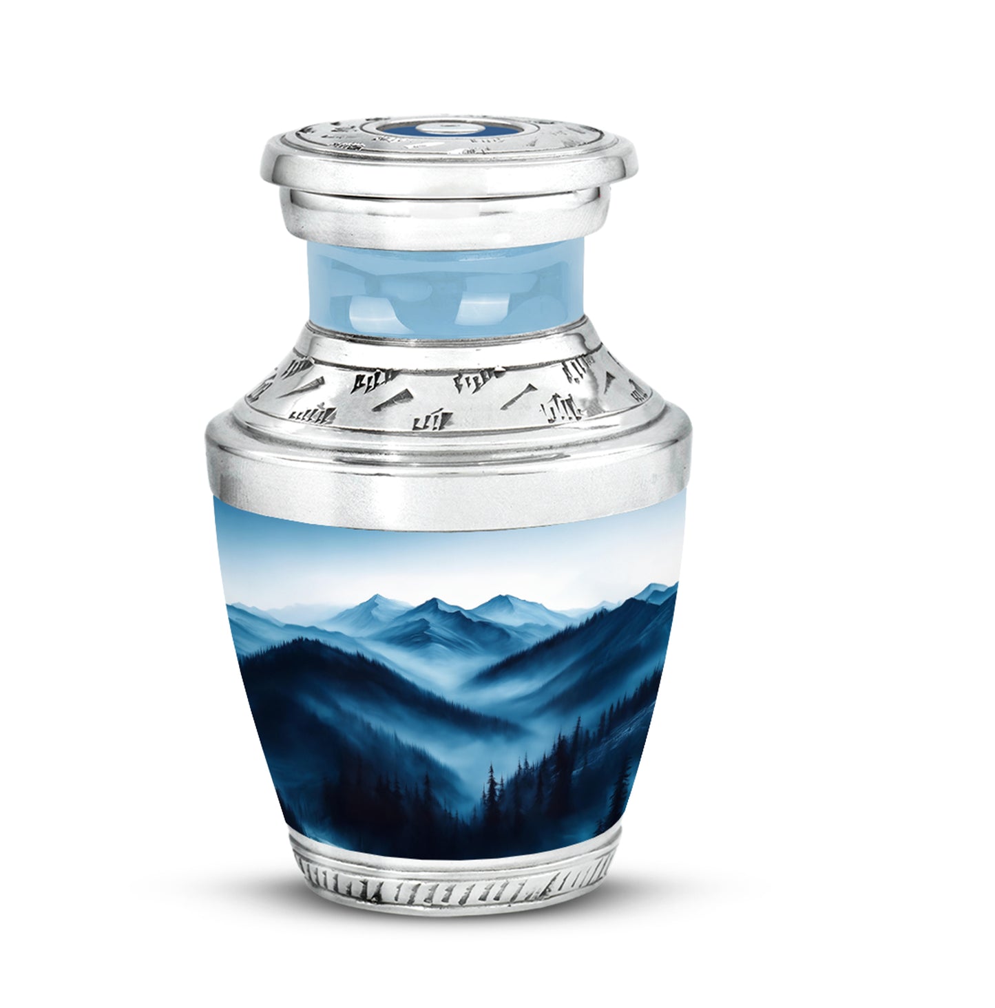 Ethereal Blue Memorial Cremation Urns - Silver 10-inch, 200 cu in - Yatskia