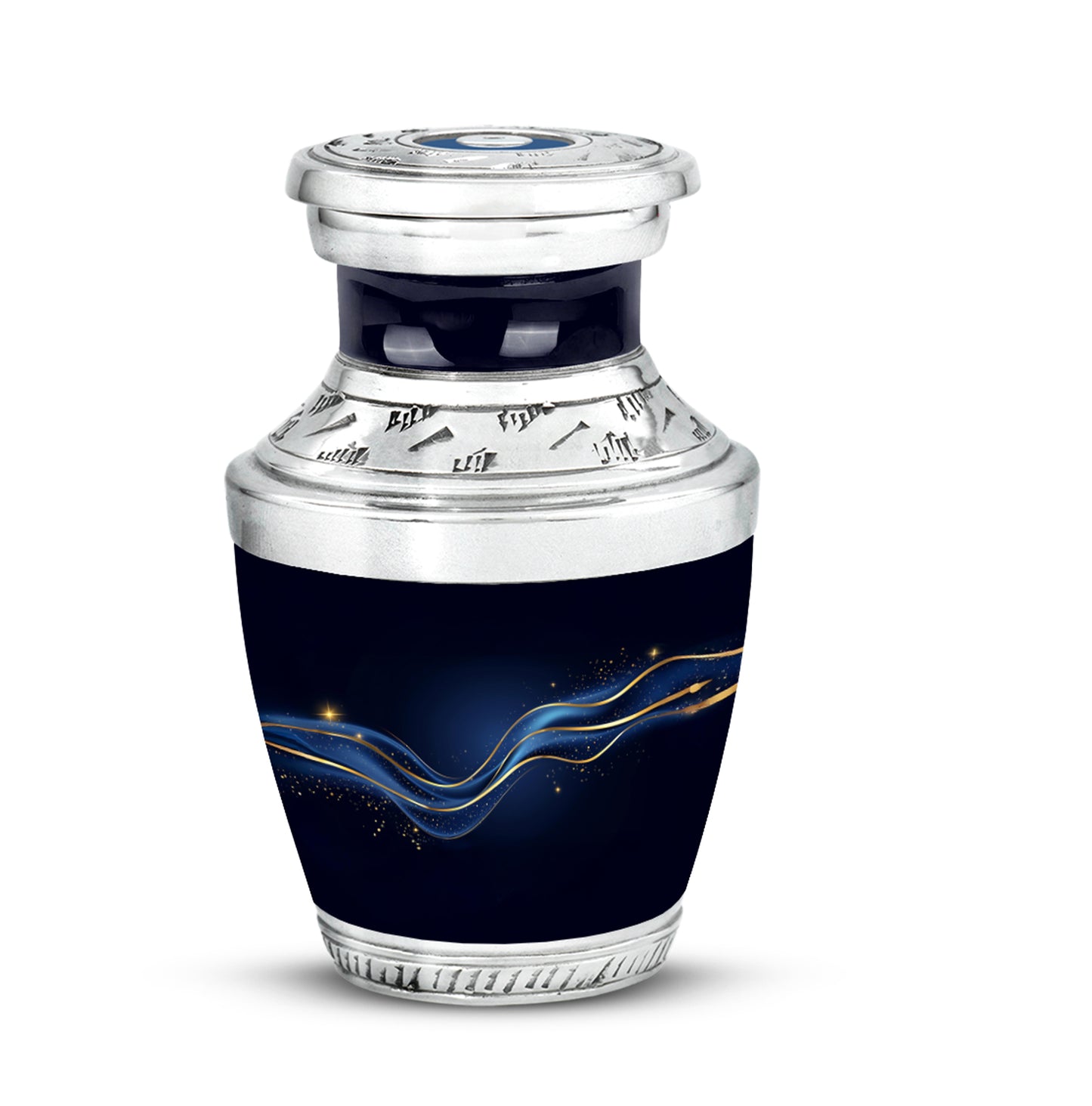 Timeless Black Blue Cremation Urn for Ashes - 10-inch, 200 cu in - Yatskia