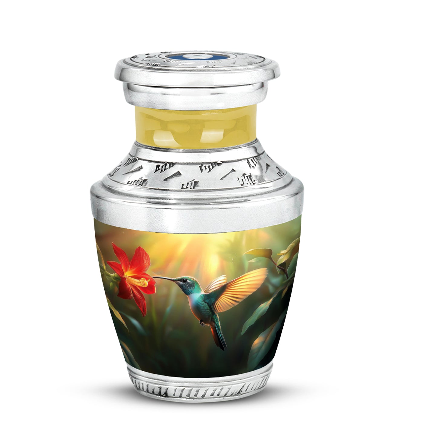 Personalized Hummingbird Cremation Urns - Pristine Gold 10-inch, 200 cu in - Yatskia