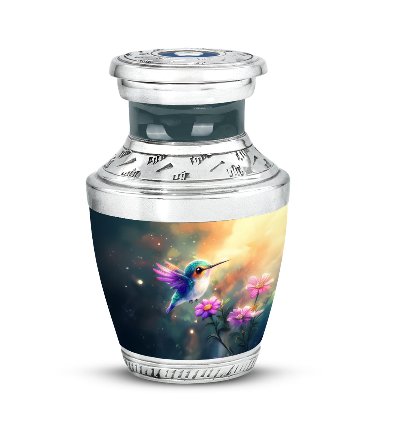 Personalized Refined Hummingbird Cremation Urns - Teal 10-inch, 200 cu in - Yatskia
