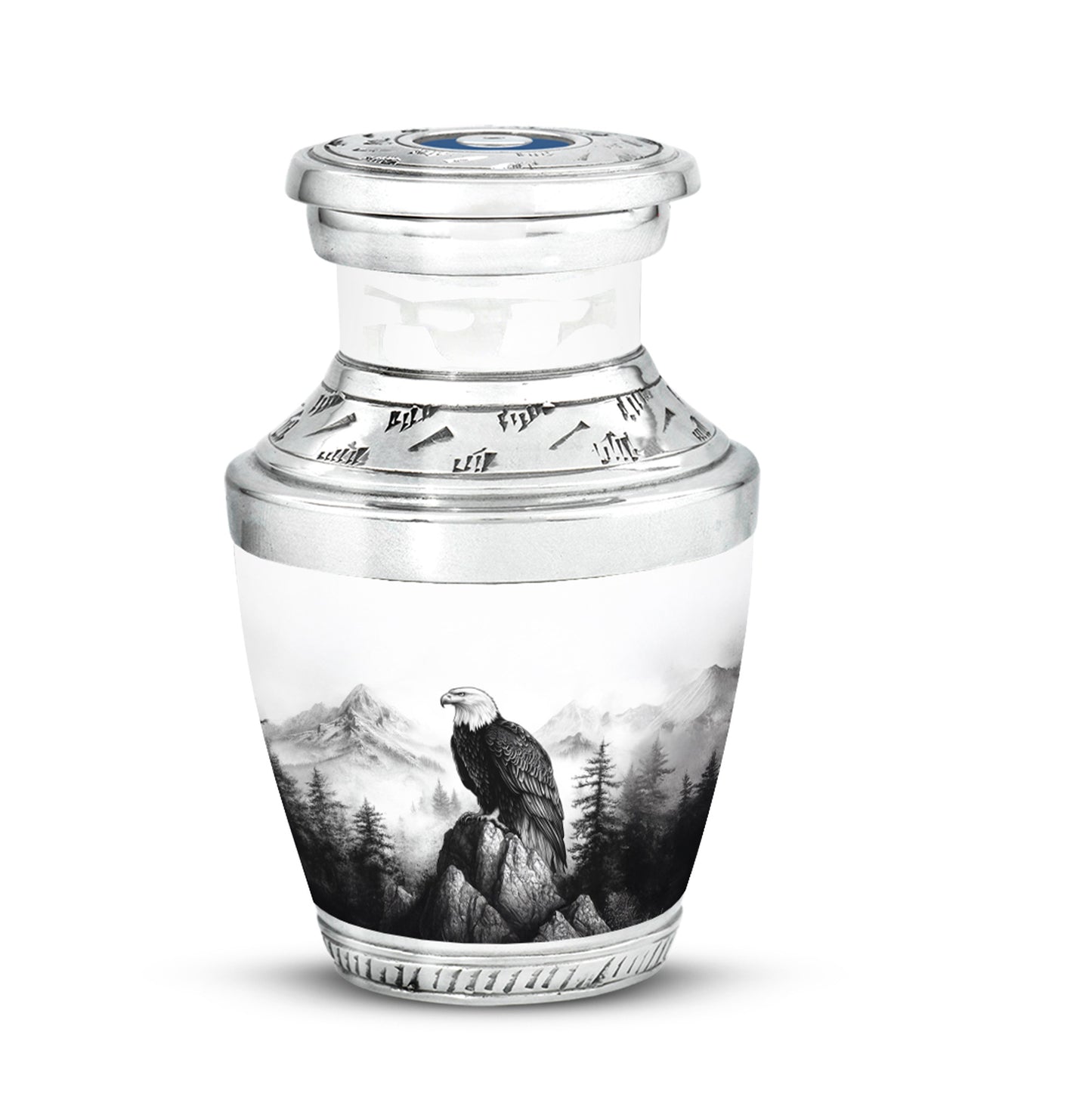Personalized Silver Revered Eagle Cremation Urns for Human Ashes - 10-inch, 200 cu in - Yatskia
