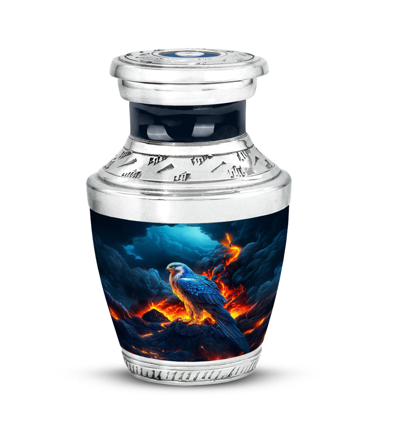 Blue Comforting Eagle Memorial Urn for Ashes - 10-inch, 200 cu in - Yatskia