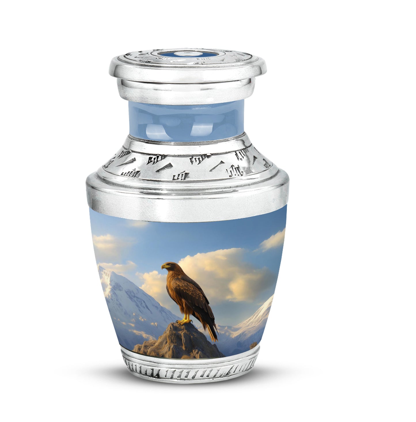 Radiant Eagle Memorial Cremation Urns - Blue 10-inch, 200 cu in - Yatskia