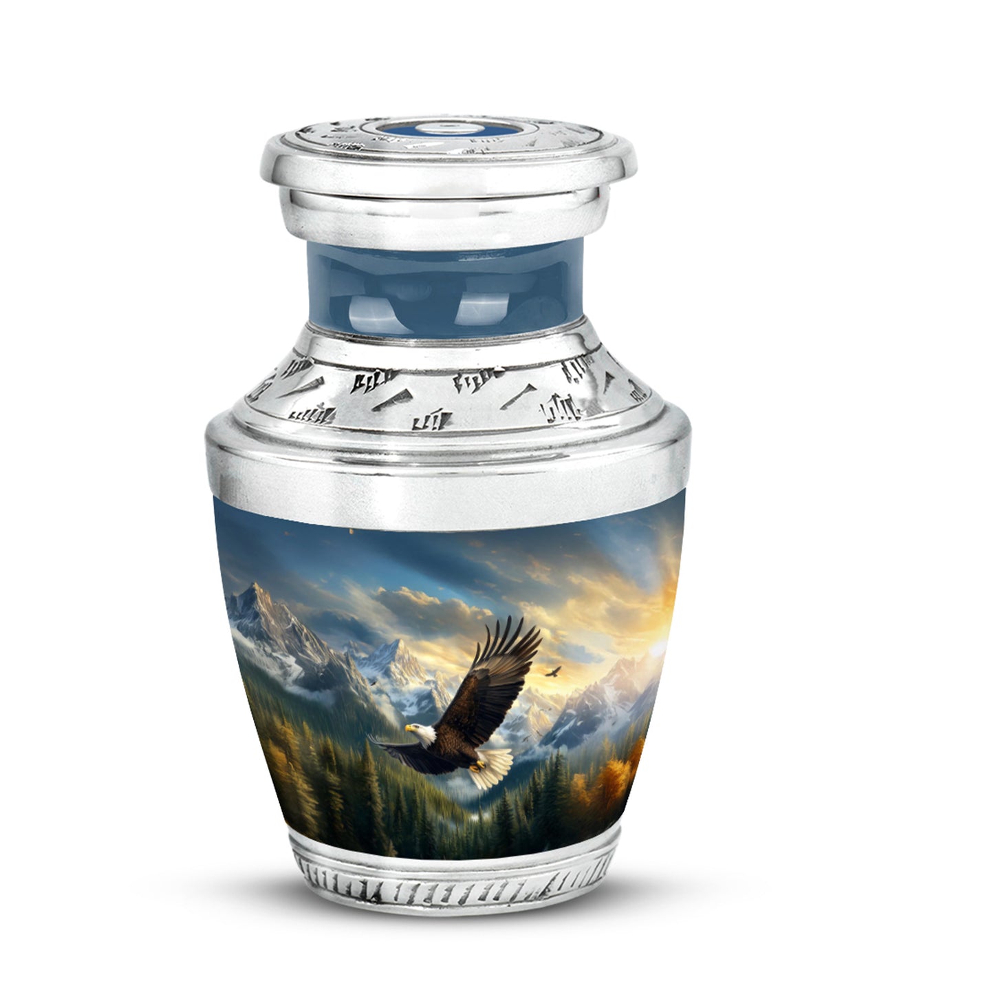 Personalized Eagle Cremation Urns - Wondrous Blue 10-inch, 200 cu in - Yatskia