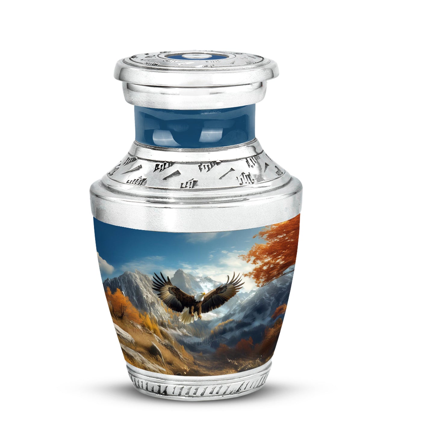 Personalized Blue Revered Eagle Cremation Urns for Human Ashes - 10-inch, 200 cu in - Yatskia
