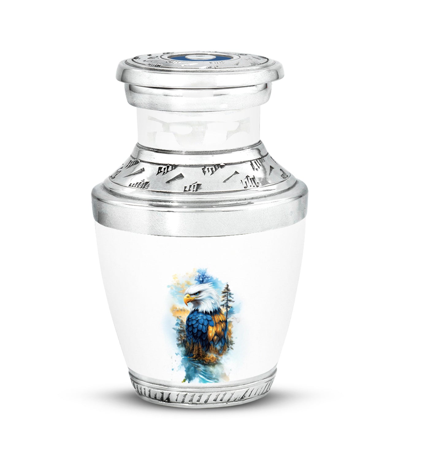 Personalized Elegant Eagle Cremation Urns - Silver 10-inch, 200 cu in - Yatskia