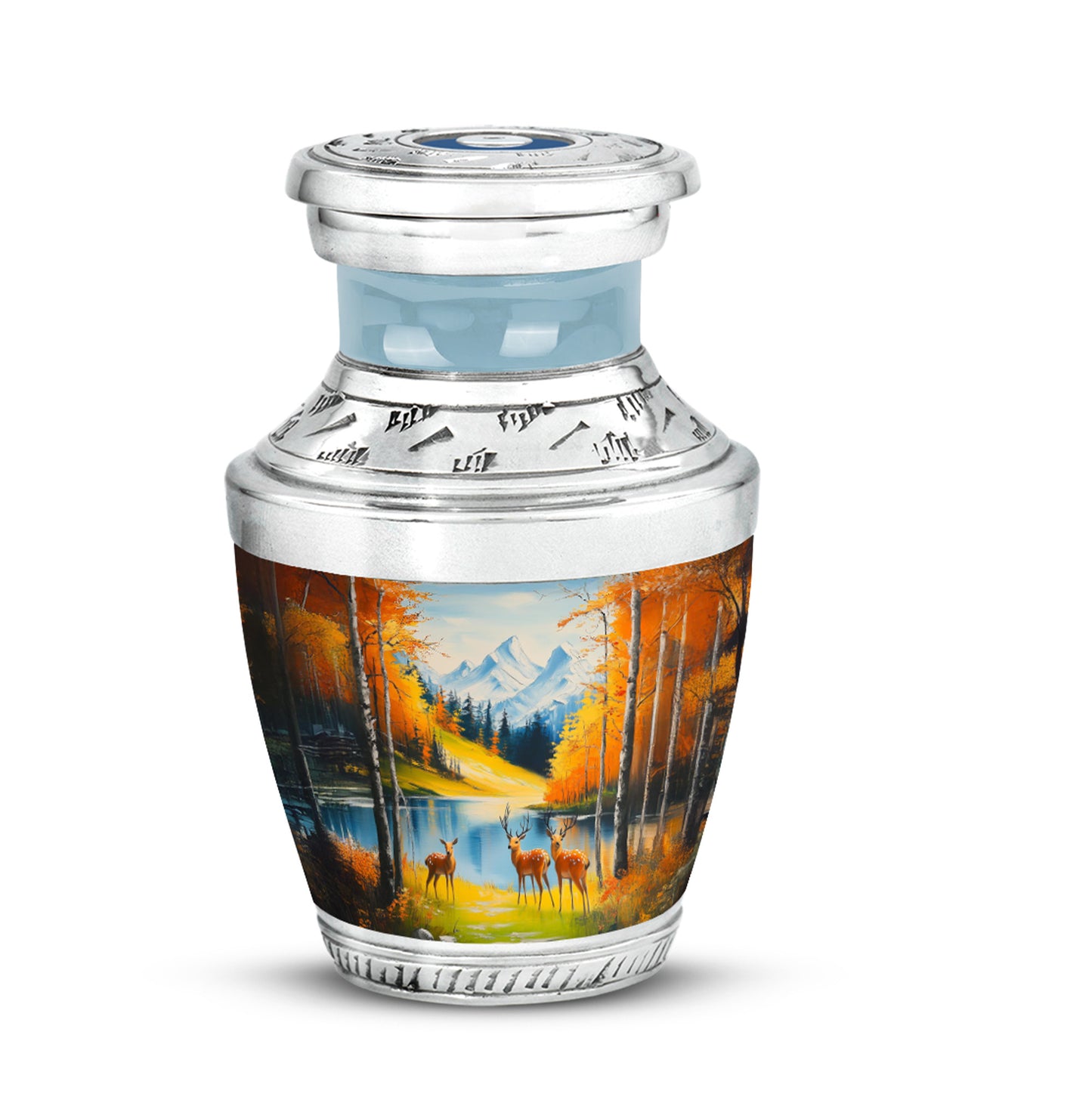 Blessed Deer Cremation Urns for Human Ashes - Teal 10-inch - Yatskia