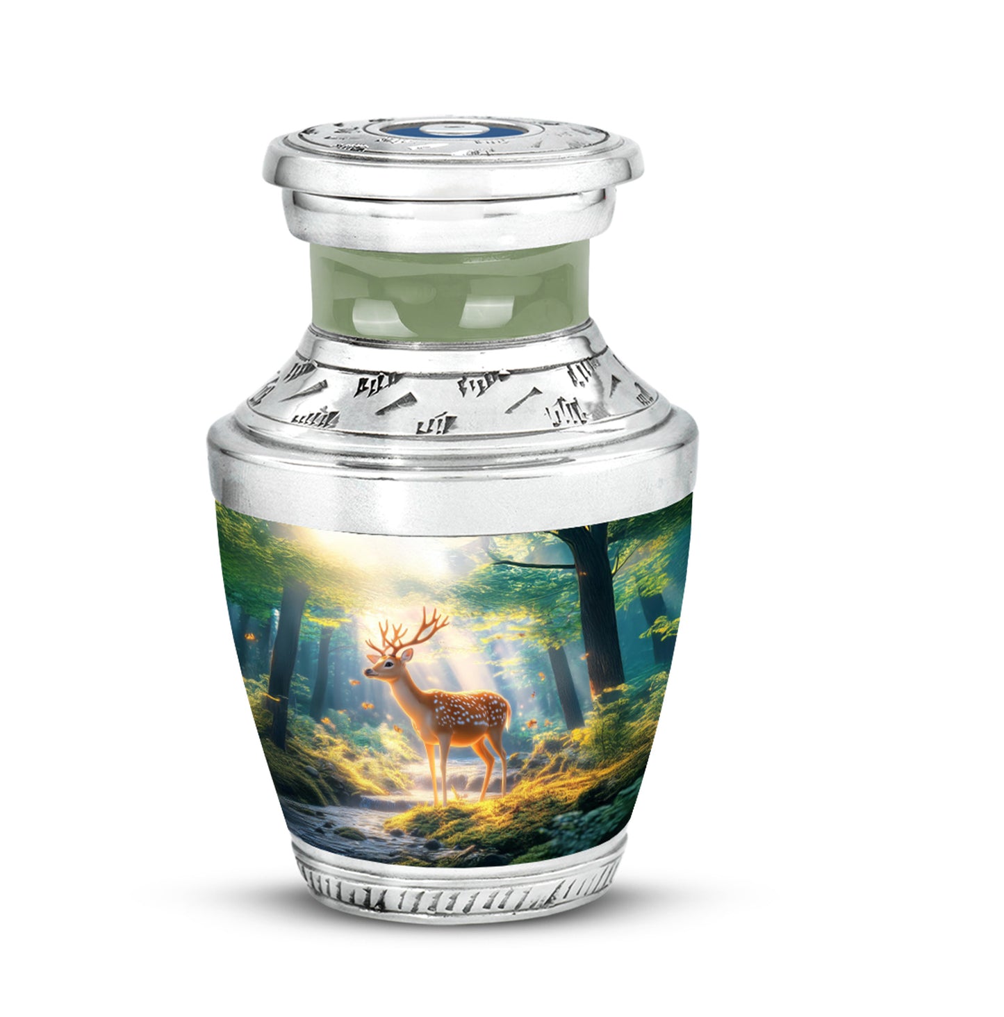 Remarkable Deer Memorial Cremation Urns - Blue 10-inch, 200 cu in - Yatskia