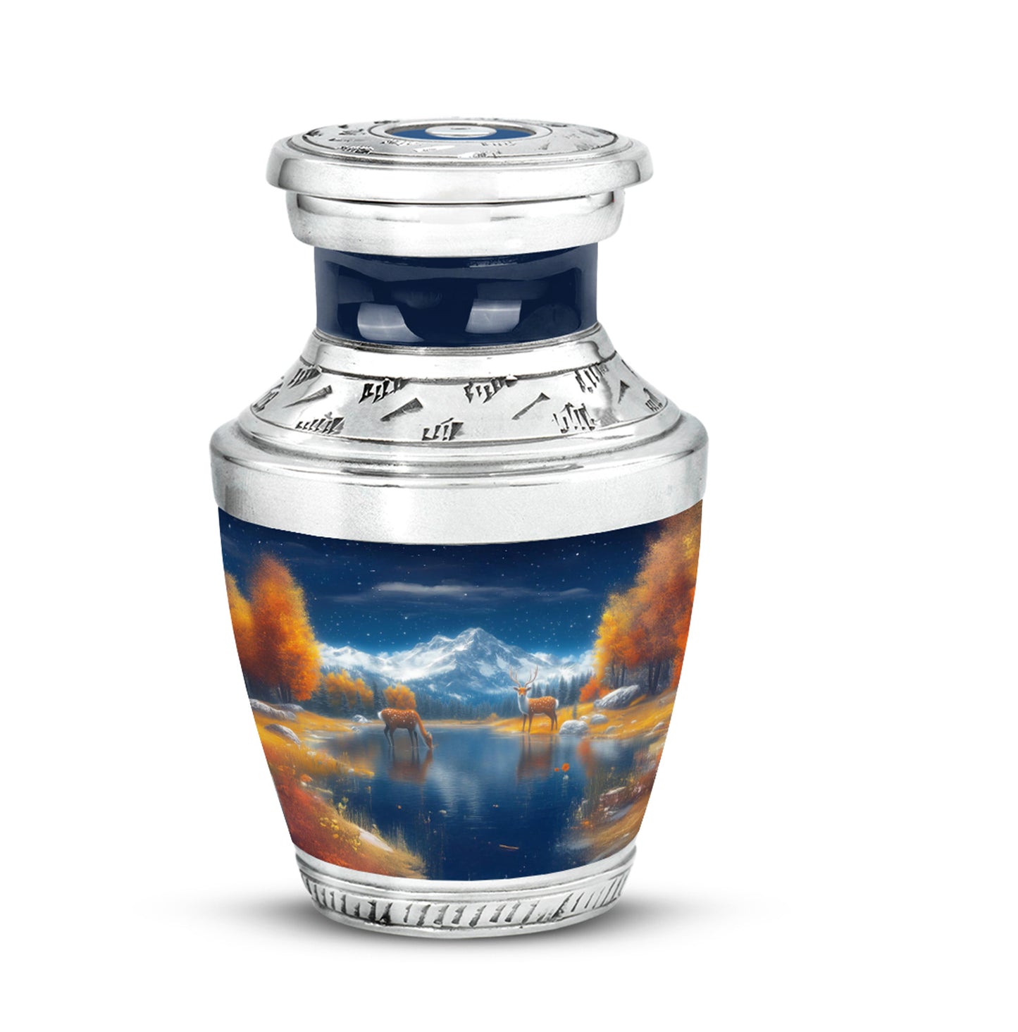 Radiant Deer Memorial Cremation Urns - Blue 10-inch, 200 cu in - Yatskia