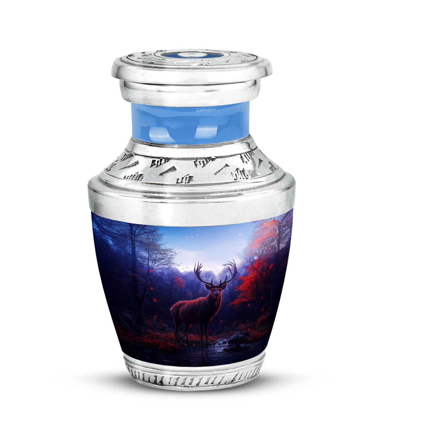 Inspiring Blue Deer Celebration Urn for Human Ashes - 10-inch, 200 cu in - Yatskia