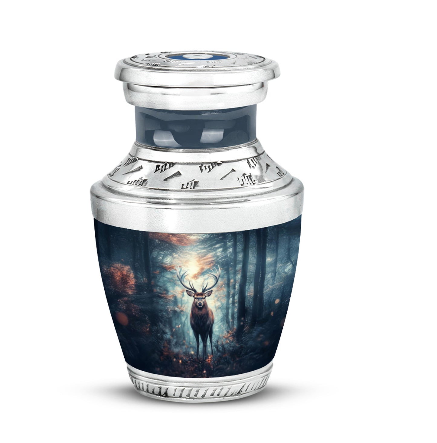 Luminous Blue Deer Comfort Urn for Human Ashes - 10-inch, 200 cu in - Yatskia