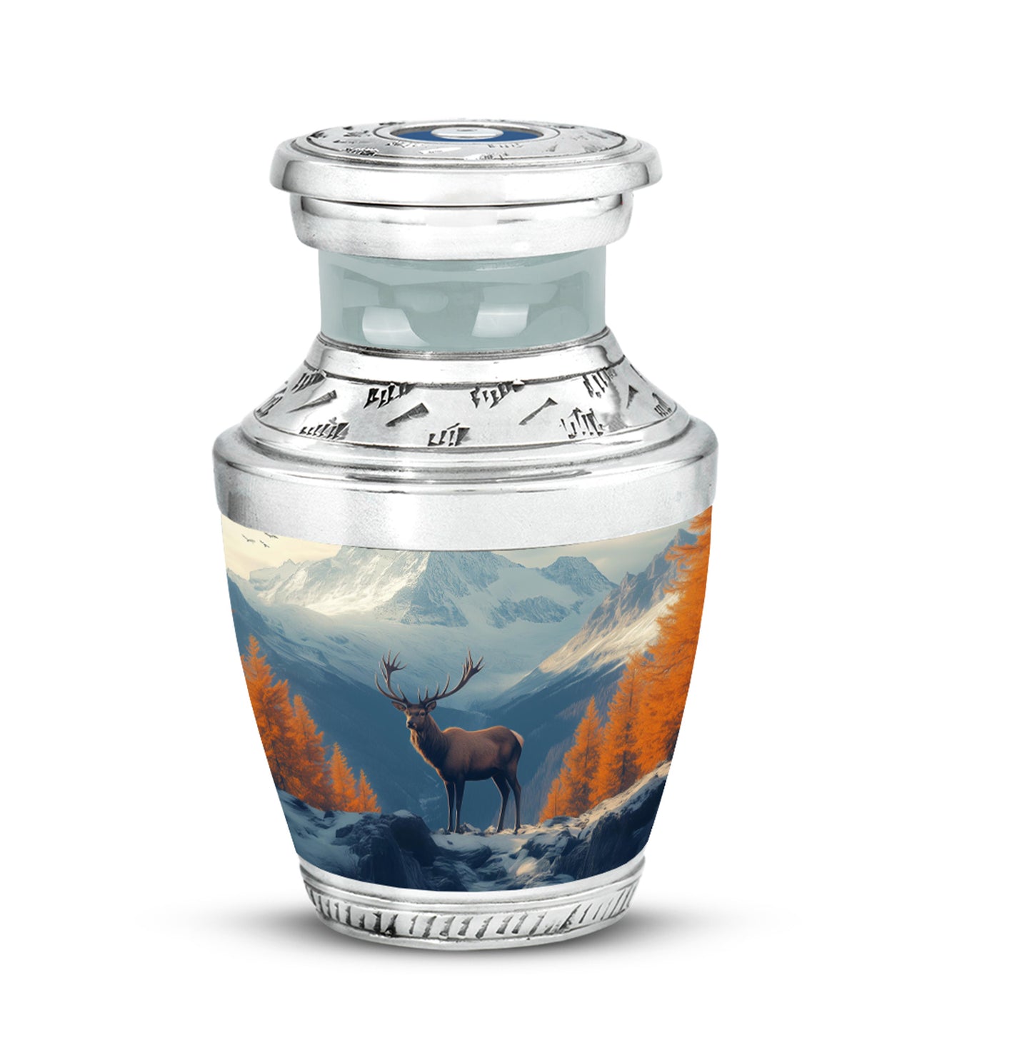 Graceful Blue Deer Testament Urn for Human Ashes - 10-inch, 200 cu in - Yatskia