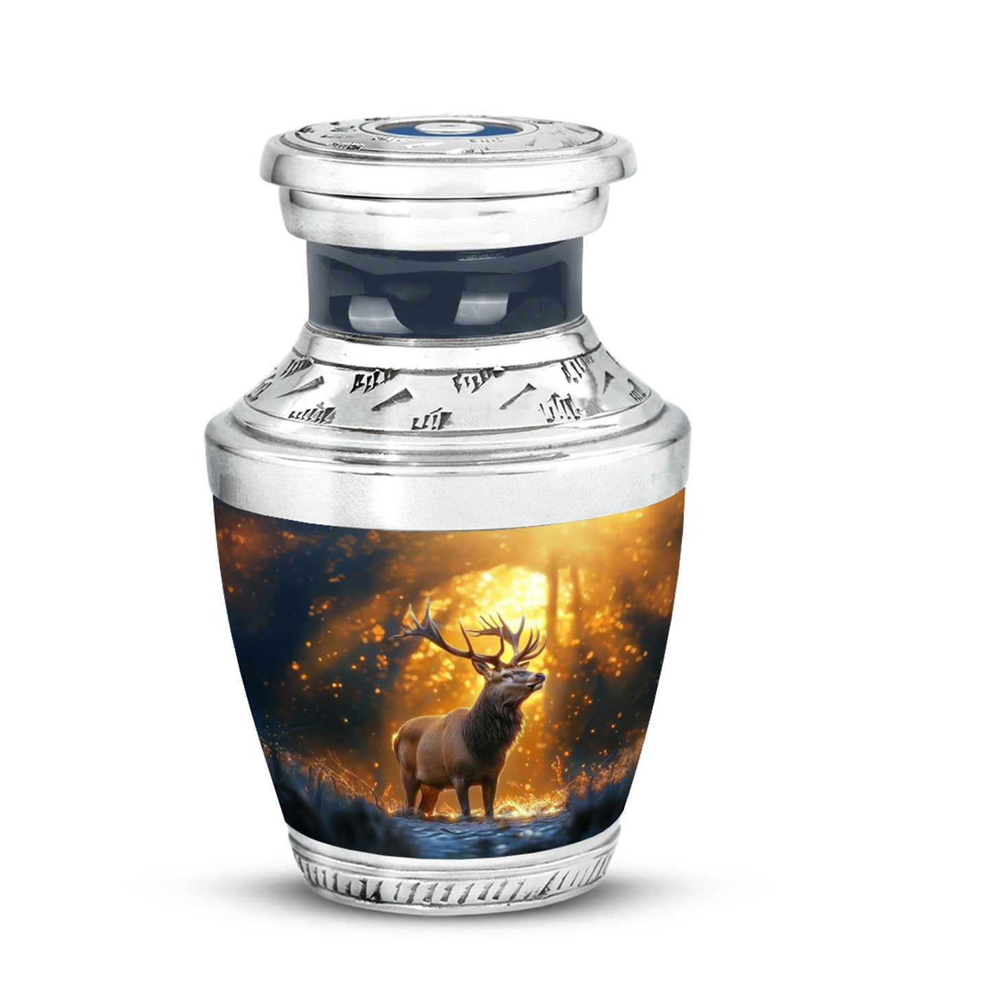 Gold Deer Sanctuary Cremation Urns for Human Ashes - 10-inch, 200 cu in - Yatskia