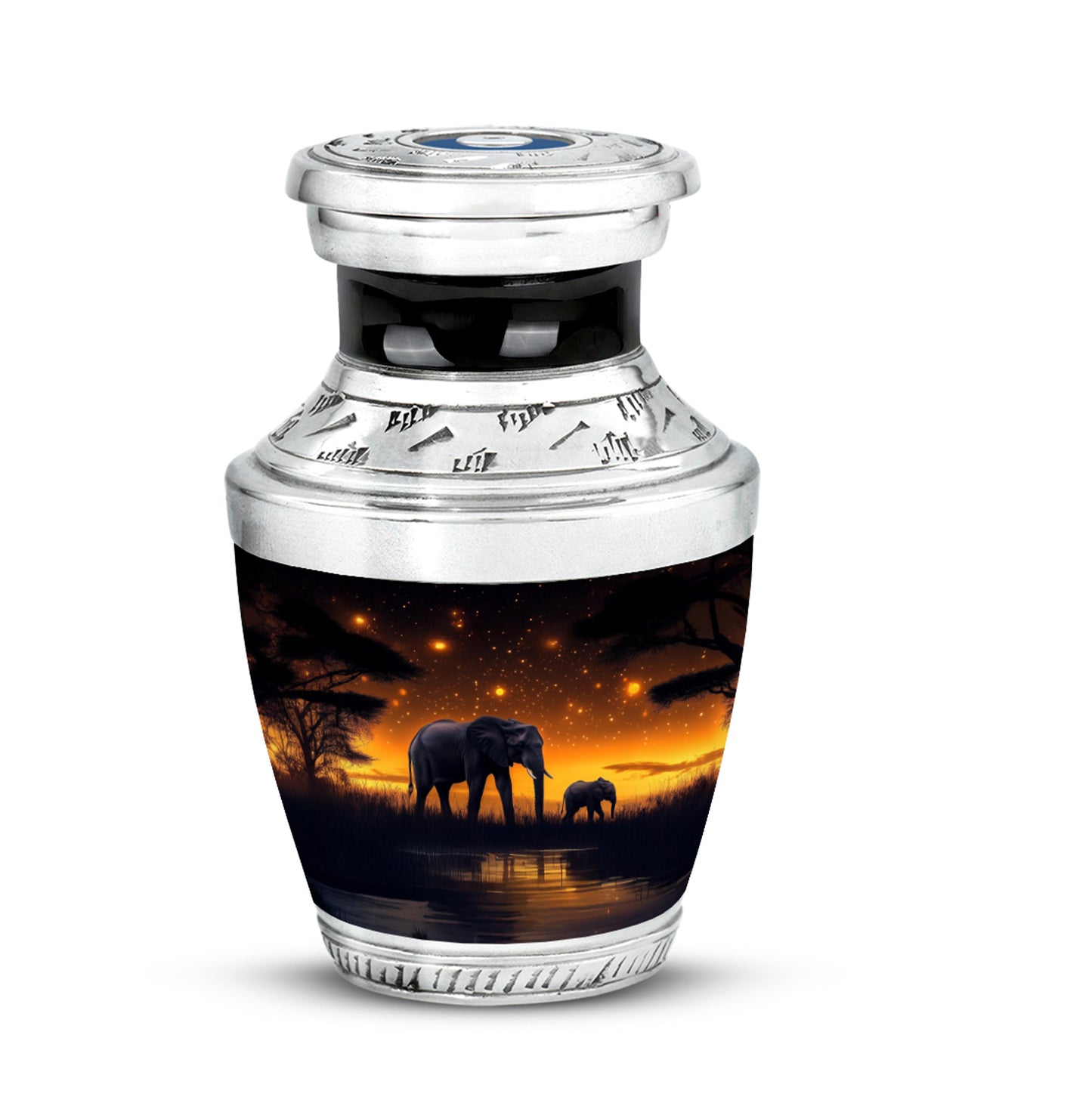 Personalized Black Elephant Cremation Urns for Ashes - Peaceful 10-inch - Yatskia