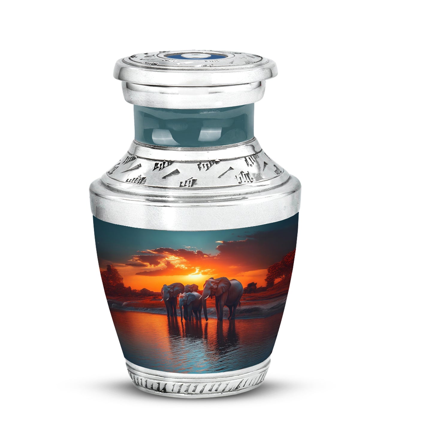 Everlasting Teal Elephant Solace Urn for Human Ashes - 10-inch, 200 cu in - Yatskia