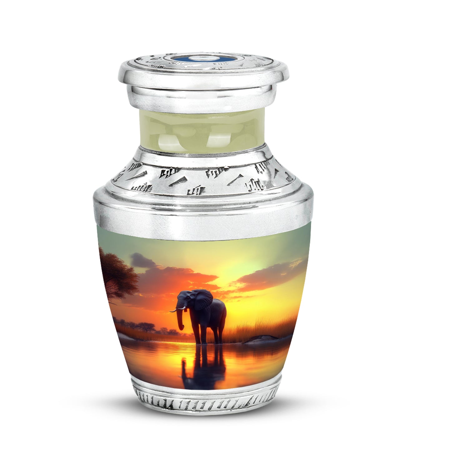 Personalized Elephant Cremation Urns - Wondrous Gold 10-inch, 200 cu in - Yatskia