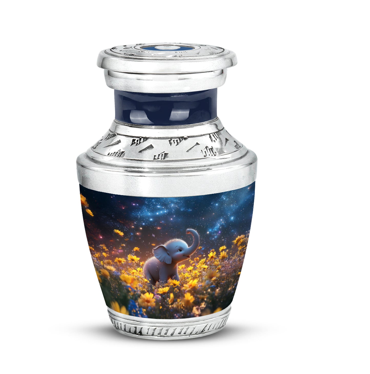 Personalized Elegant Elephant Cremation Urns - Blue 10-inch, 200 cu in - Yatskia