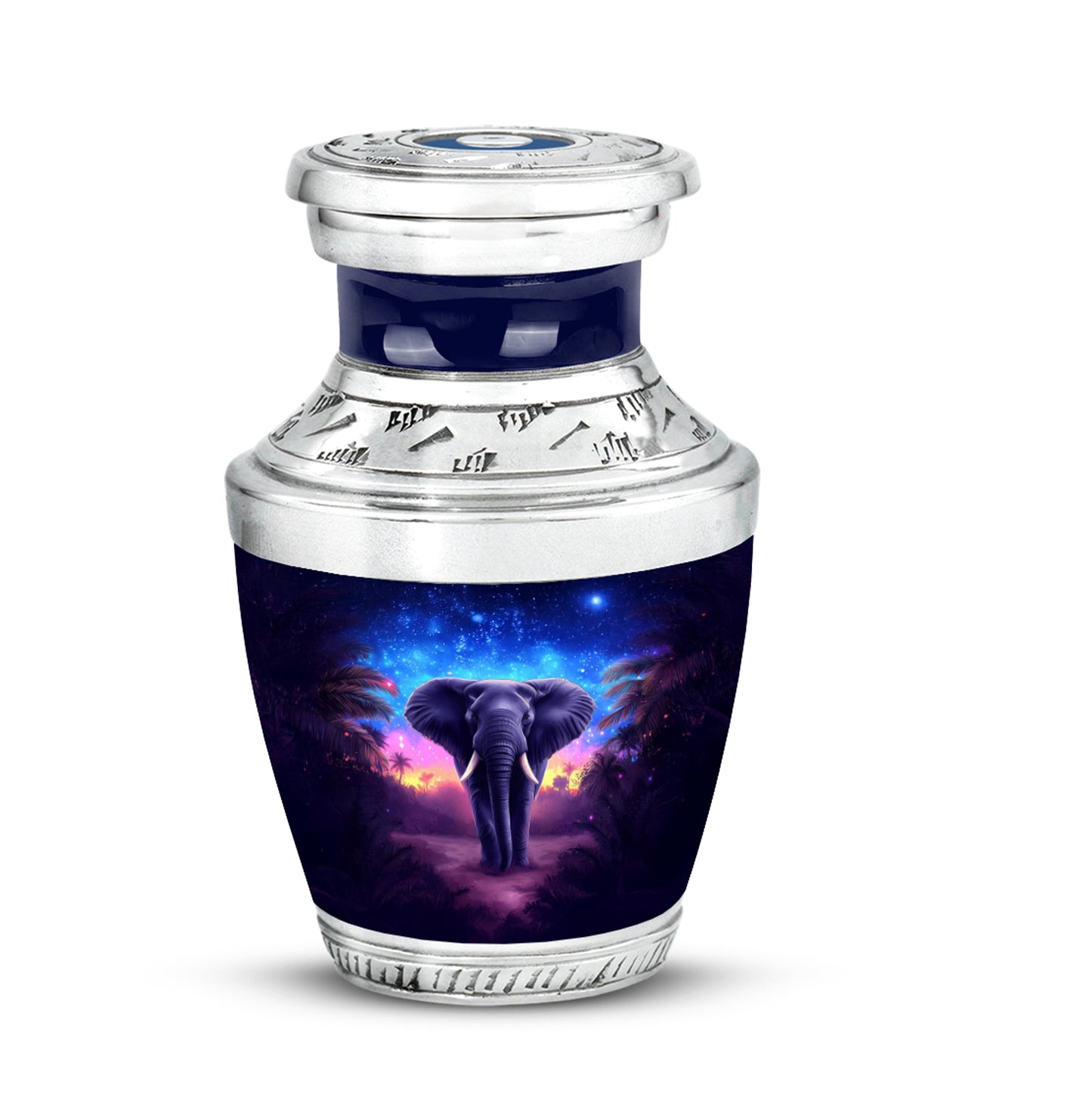 Blue Breathtaking Elephant Memorial Urn for Ashes - 10-inch, 200 cu in - Yatskia