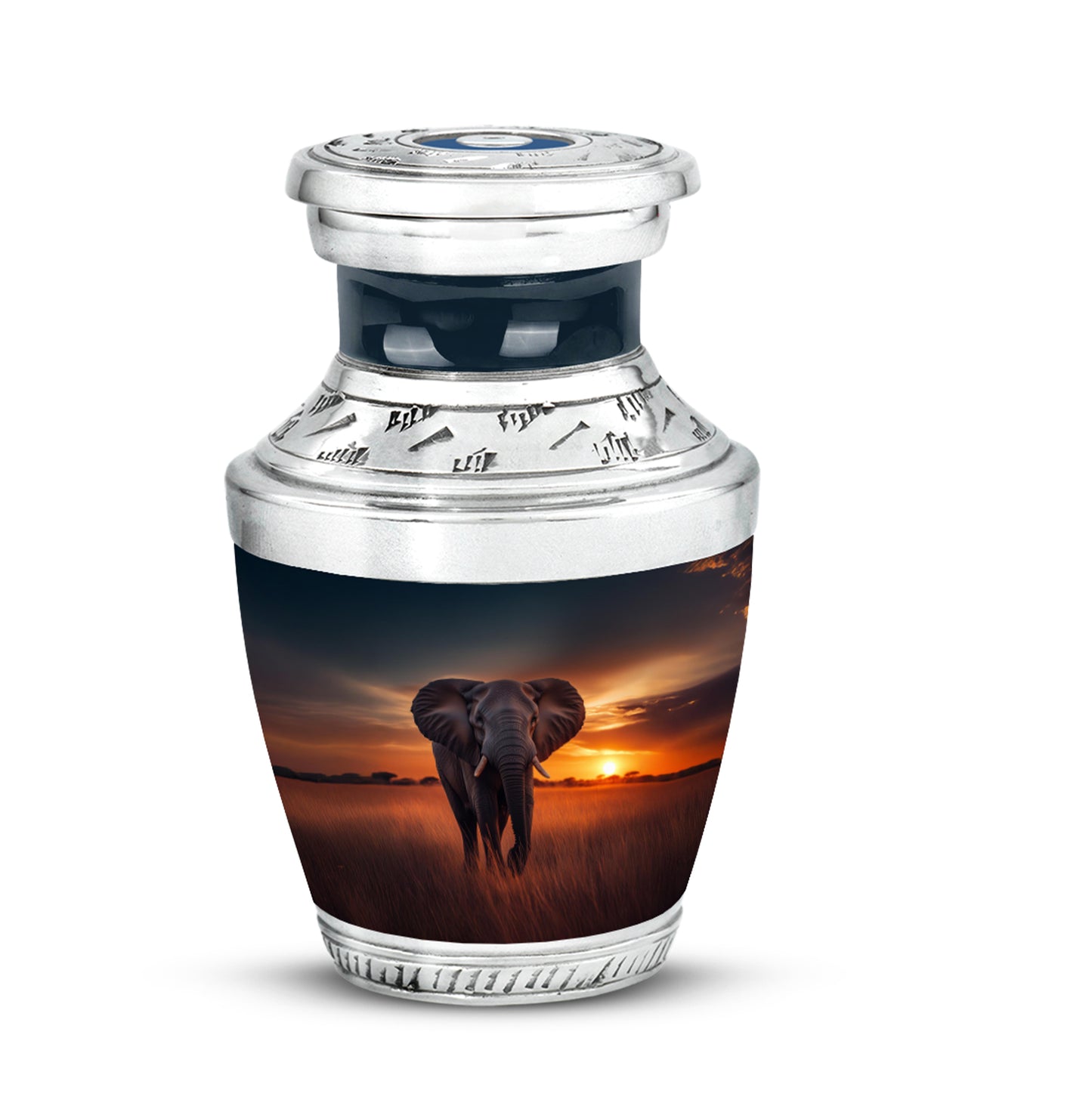 Graceful Blue Elephant Promise Urn for Human Ashes - 10-inch, 200 cu in - Yatskia